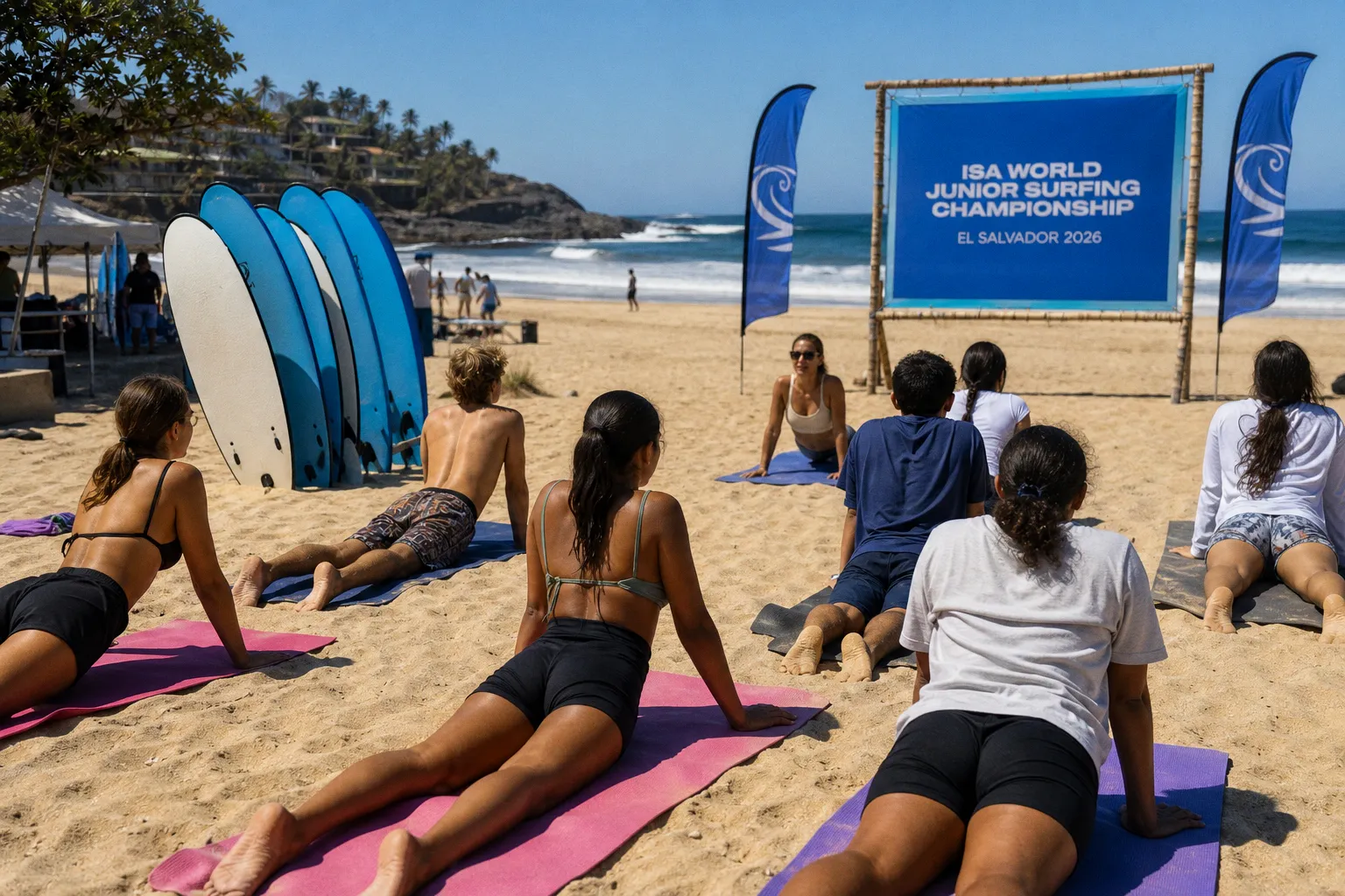 El Salvador integra actividades de bienestar y surf para el Mundial Junior ISA 2026
