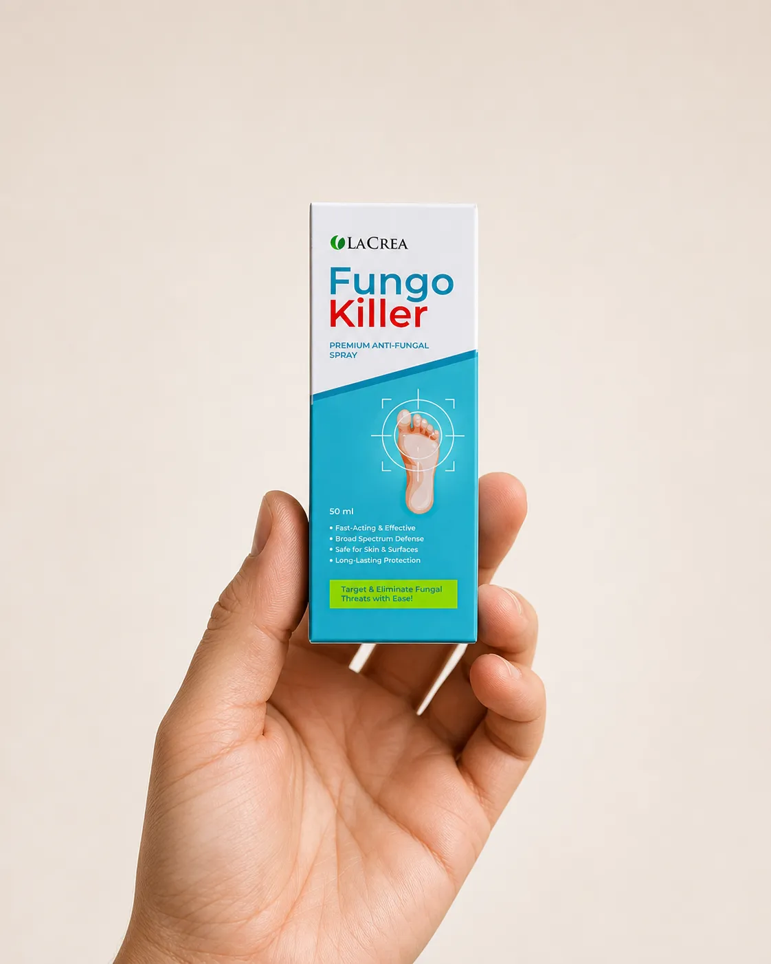 Fungokiller — el envase en la mano