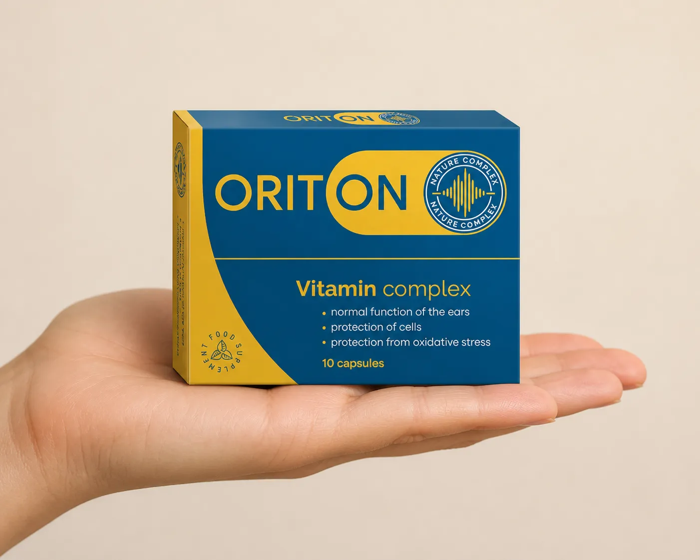 Oriton — el envase en la mano