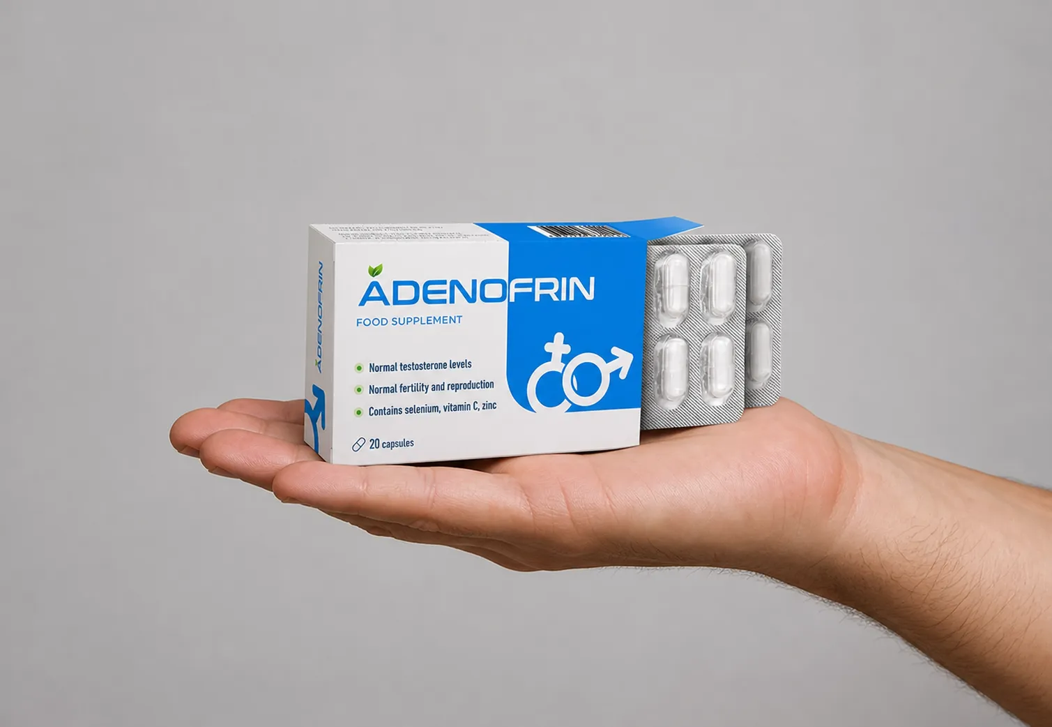 Adenofrin caps — el envase en la mano