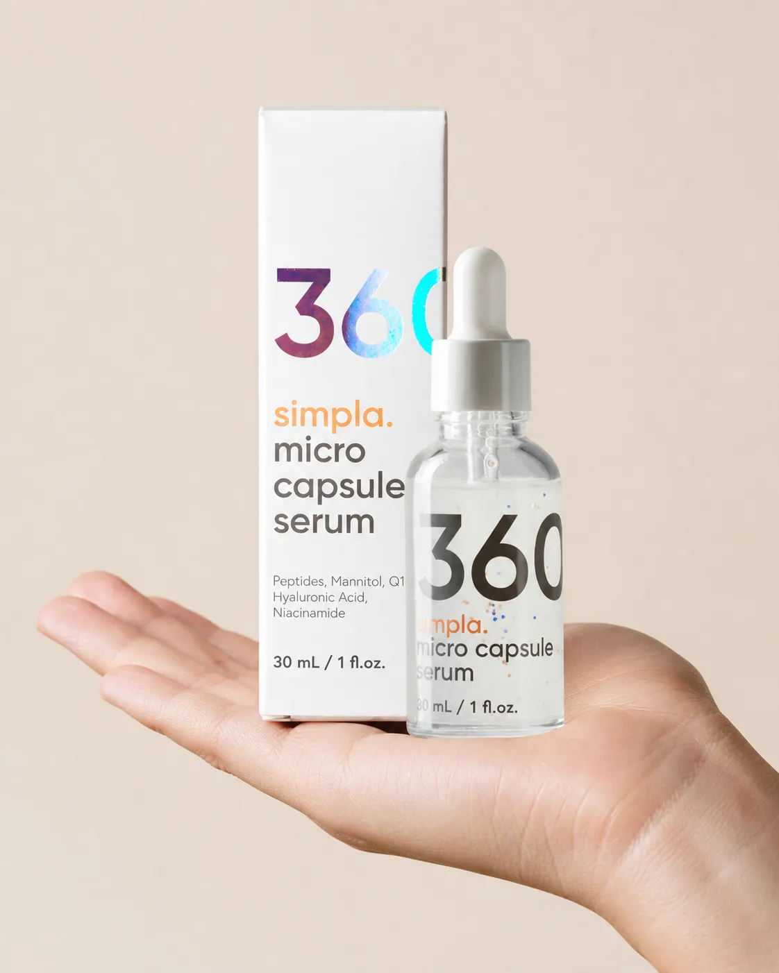 Simpla 360 — el envase en la mano