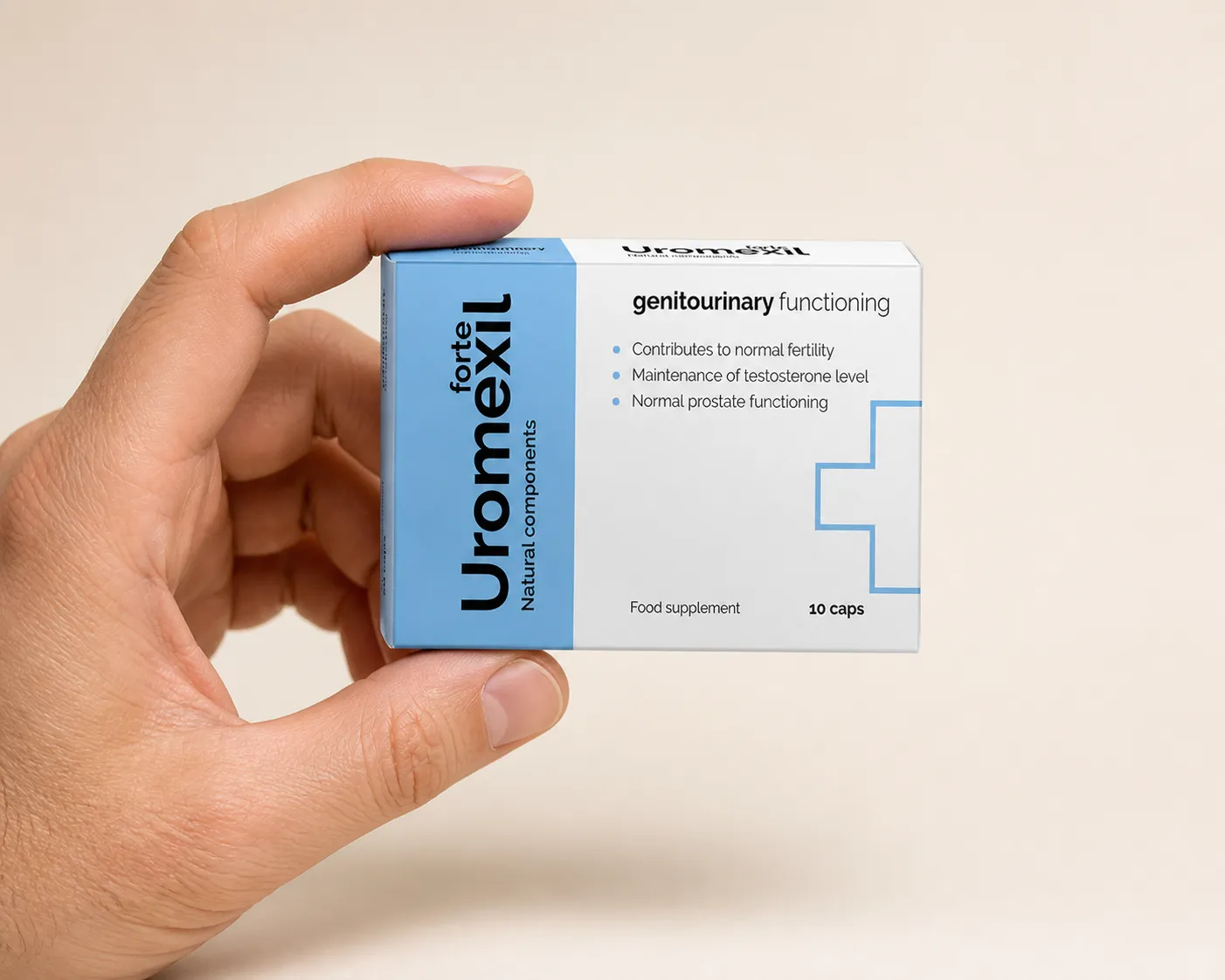 Uromexil Forte female urination — el envase en la mano