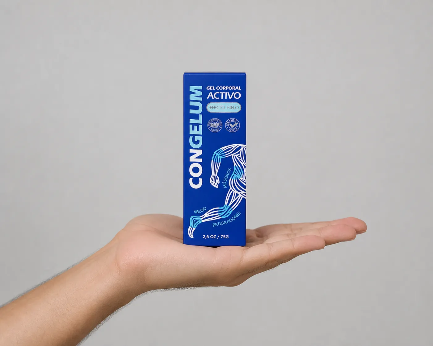 Congelum — el envase en la mano