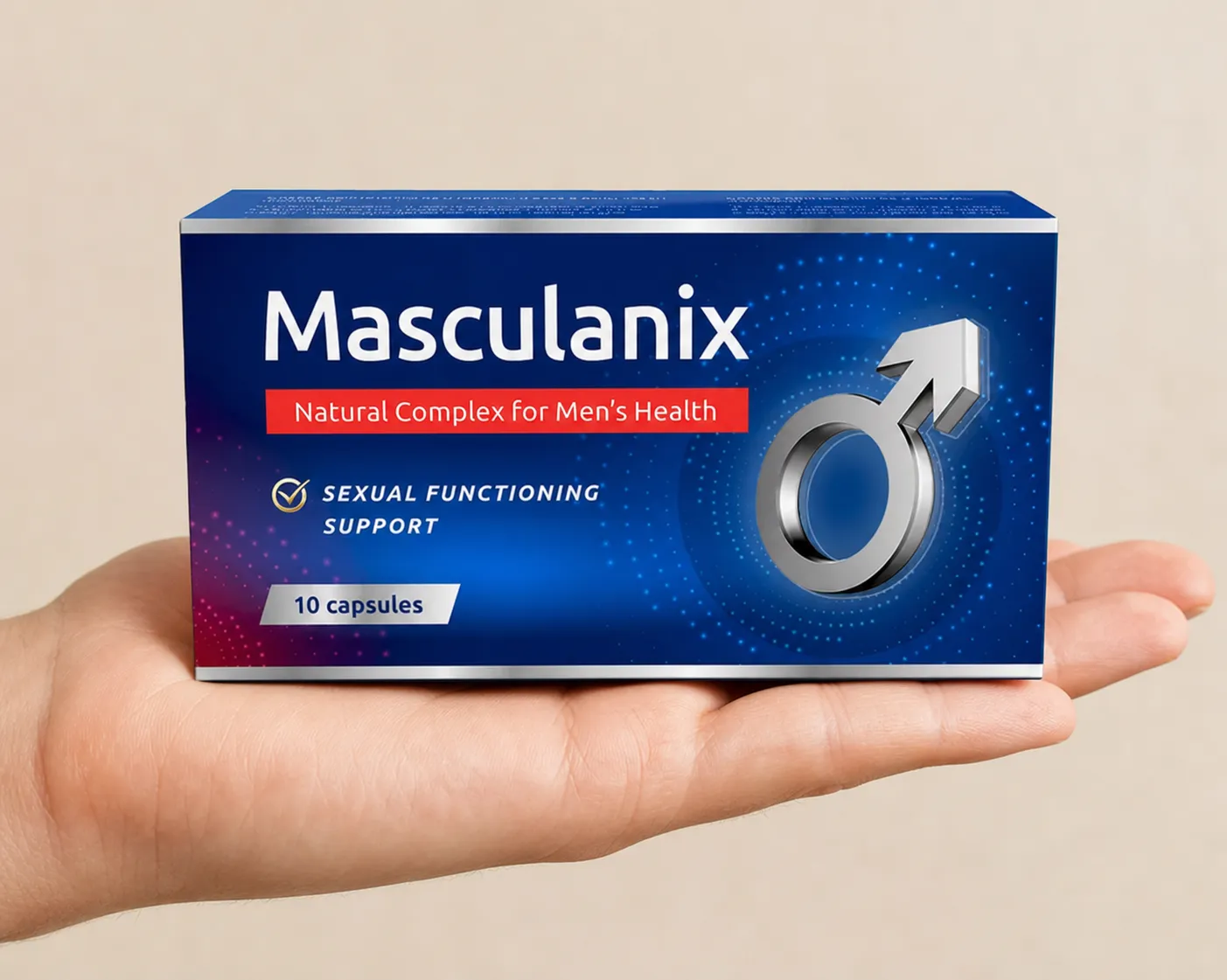Masculanix — el envase en la mano