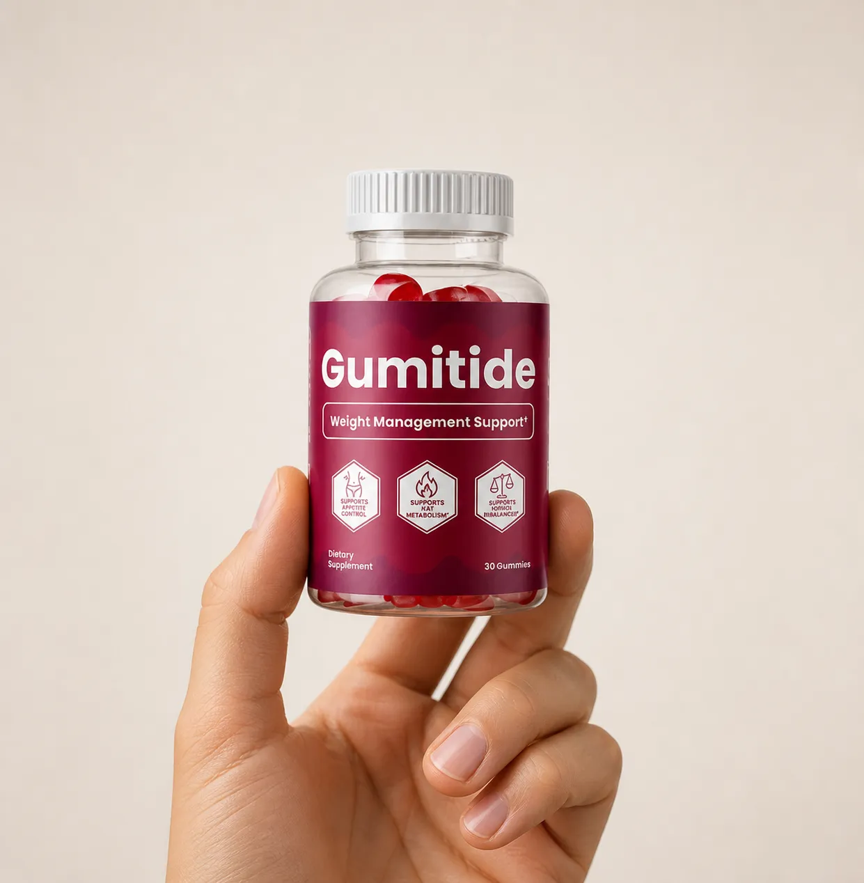 Gumitide — el envase en la mano