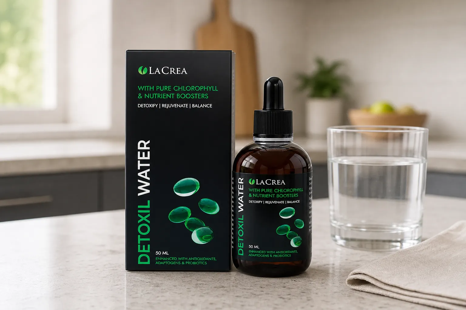Detoxil water — el envase en el día a día