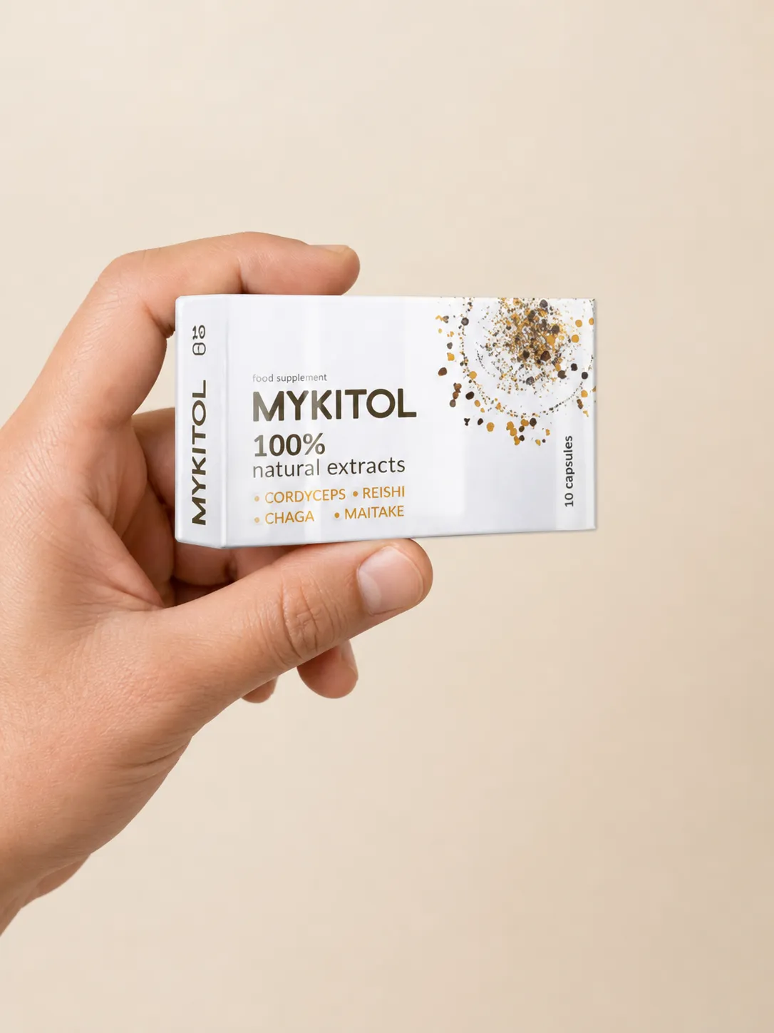 Mykitol WHITE — el envase en la mano