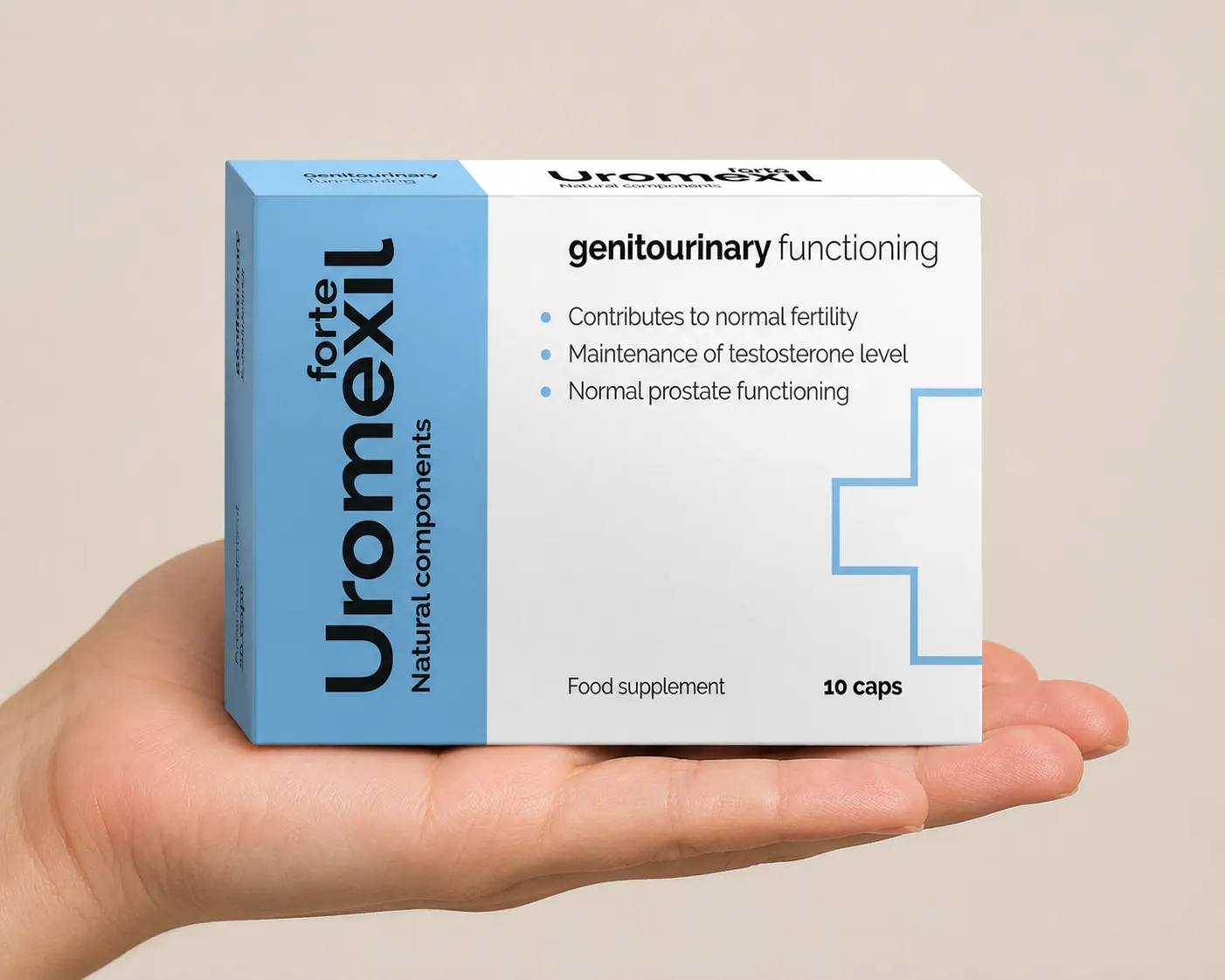 Uromexil Forte — el envase en la mano